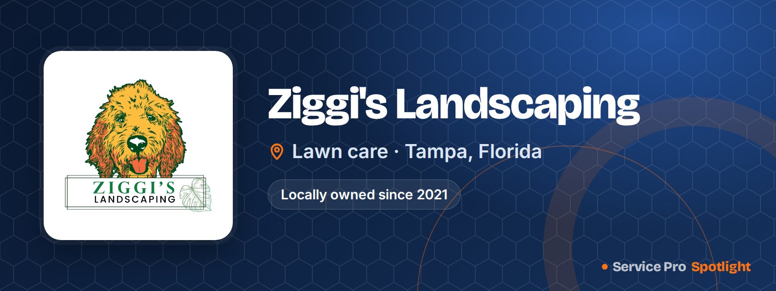 Ziggi's Landscaping logo on a Service Pro Spotlight header