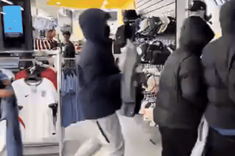 Brazen shoplifters in a Poundland store, as Steve Smith, co-founder of the chain, warns organised theft gangs are driving up prices in towns worst hit by stealing.