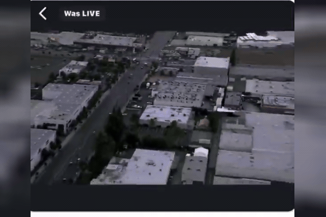 An aerial night view of rooftops captured by NBC4's NewsChopper 4 moments before it crashed, as Bailee Lynn Rios, the SUV driver whose alleged speeding triggered the chain of events, faces murder charges.