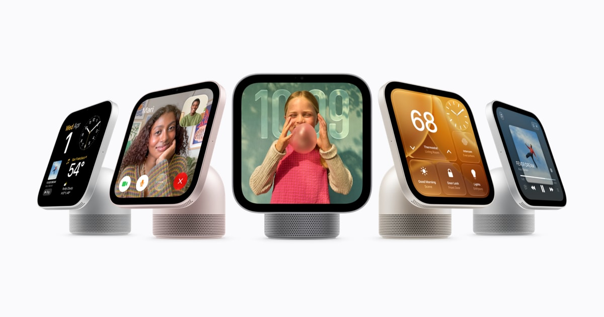 Apple's HomeView smart display uses a camera to recognise up to six household members, showing each person only their own messages and data.