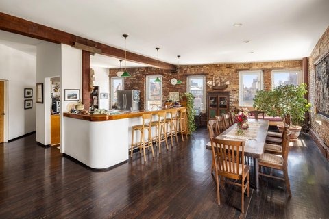 The interior of the rooftop penthouse loft, housed in a former book depository David Puchkoff bought for $220,000 in 1974 and later converted into a 12-unit co-op.