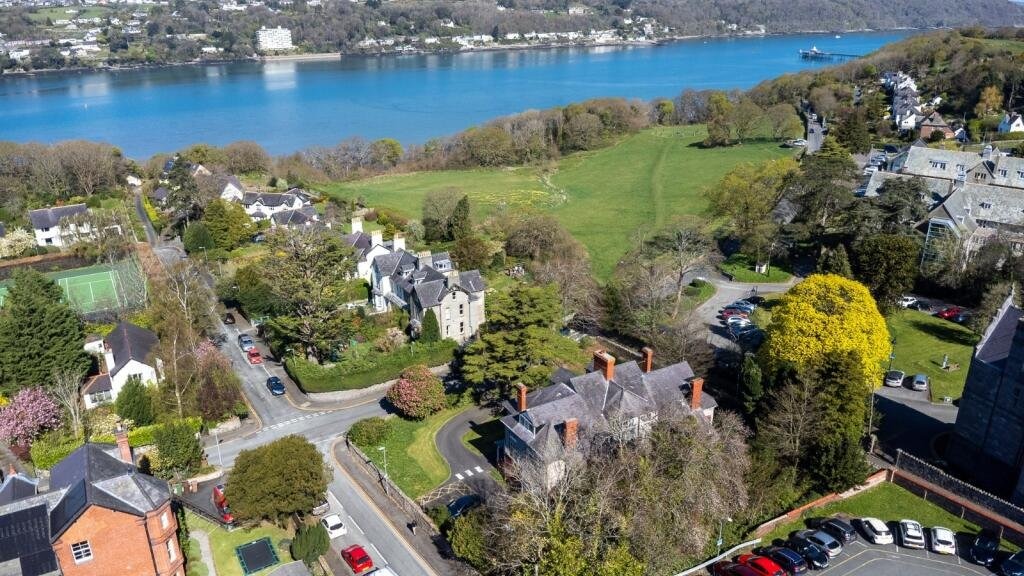 Residential streets near the Bangor shoreline in Gwynedd, where the body of a newborn baby girl was discovered on Sunday and may have been in the water for several weeks, police say.