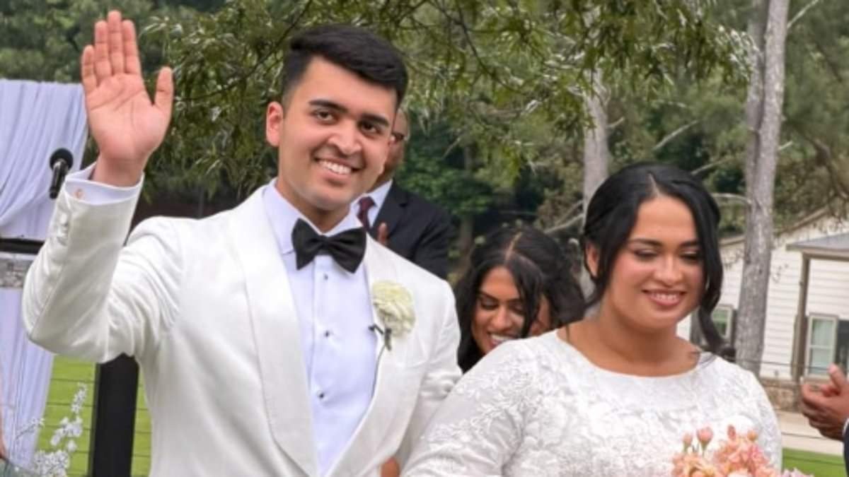 Jesni Sam lies beside her dead husband in Dawson Forest Wildlife Management Area, where the couple's helicopter came down on their wedding night as Dave Fiji had reportedly raised weather concerns before boarding.