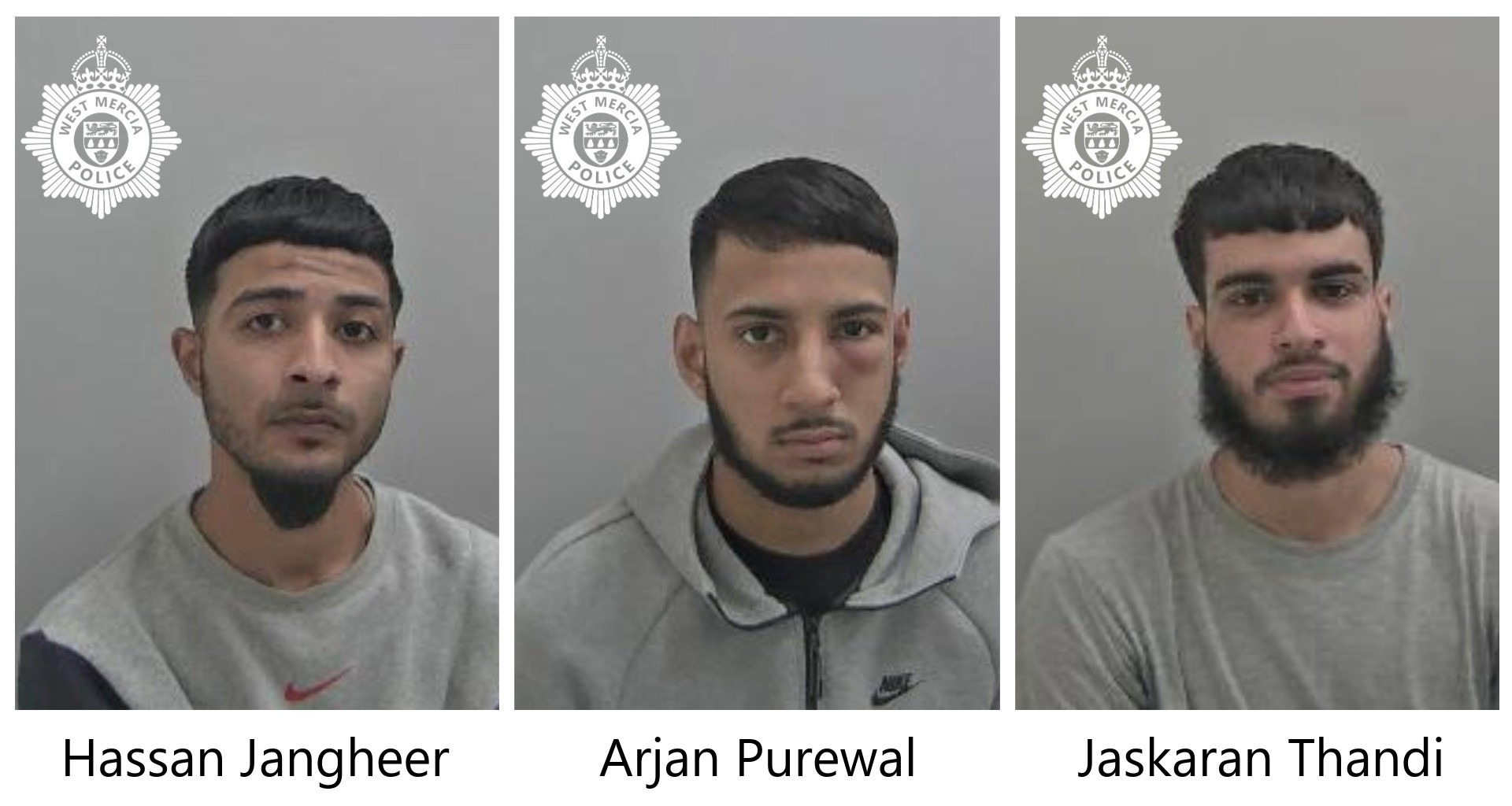 Three men convicted of a "vile" stranger rape in the Clent Hills, in which a student was filmed on a mobile phone before being dumped alone in the early hours.