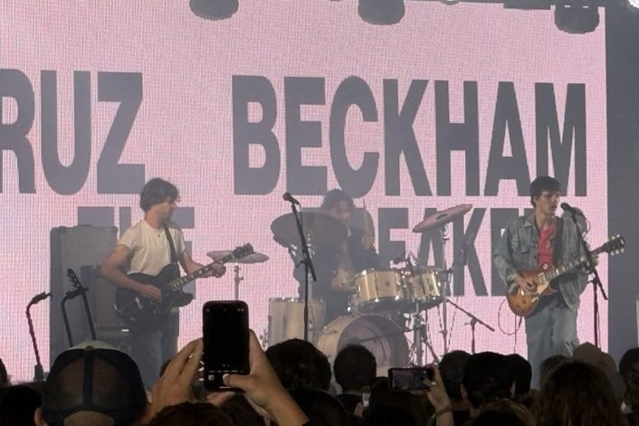 Cruz Beckham, 21, performed on the Canopy stage alongside fellow famous offspring Gene Gallagher, Moses Martin and Violet Grohl as his parents flew in from the Amalfi Coast to watch.