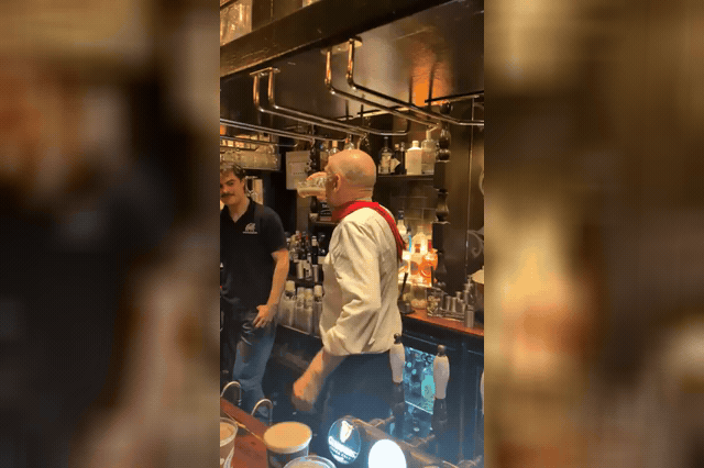 John Healey, the Chancellor, seeing off a pint of 'Chancellor's Choice' after a long Budget day, in a picture posted on X by Labour MP Dan Tomlinson.