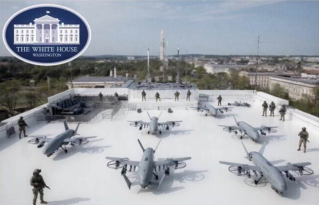 A proposed White House ballroom drone port. Secret documents have revealed the donors behind $330 million raised for the project.