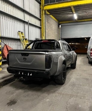 A Nissan Navara pickup truck, believed stolen, seized by Kent Police's Rural Task Force, whose three-day operation also recovered two caravans and a horsebox worth £16,000.