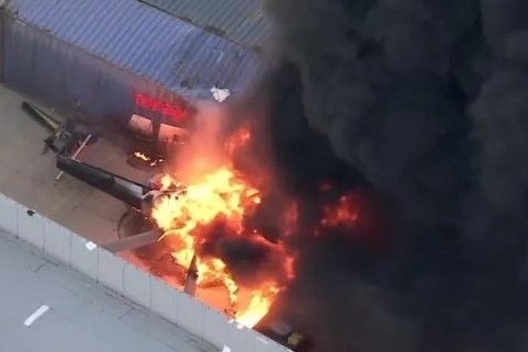 The wreckage of NBC4's NewsChopper4, which came down over Chatsworth on Tuesday, killing three people including a Guatemalan national who had been in Los Angeles for just two days.