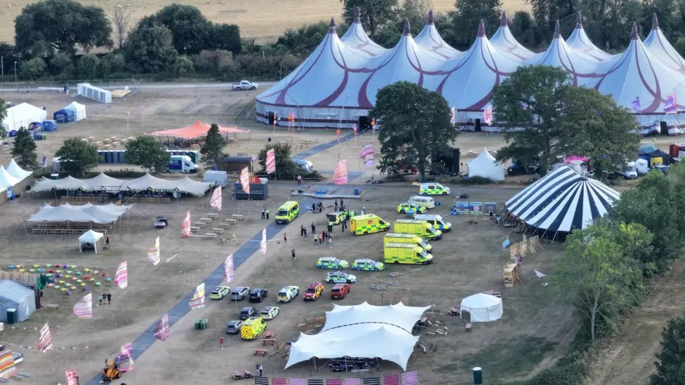 A 41-year-old man from Eastbourne died after the sign crushed revellers at the Big Church Festival near Steyning, West Sussex.