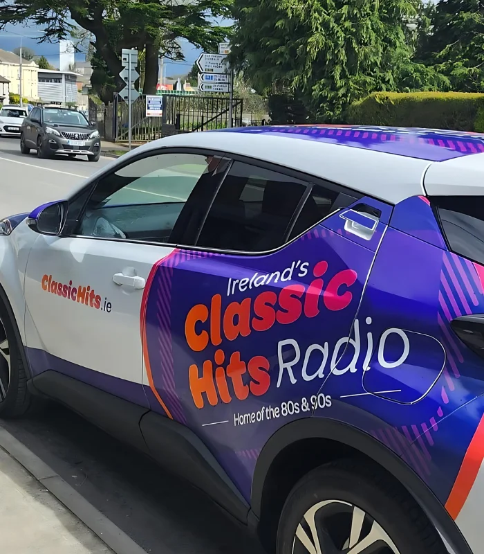 A Classic Hits Radio Ireland-branded car. The broadcaster's home country is represented by folk band Beoga, one of four Loop Tour support acts to quit Ed Sheeran's tour in solidarity with Macklemore.