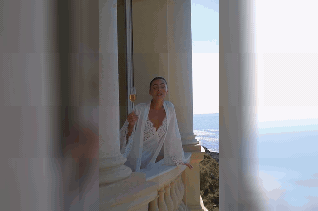 Francesca Allen and Ed Crossan at their lavish Monaco clifftop ceremony, where seven violinists, two cellists and a pianist accompanied the bride down the aisle.