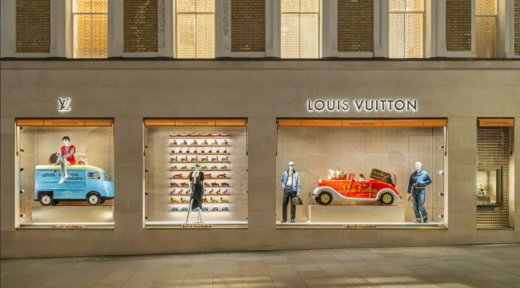 The Louis Vuitton store on London's Bond Street, as owner LVMH reports Asia sales fell 5% year-on-year while Europe's top luxury groups have shed around €330 billion in combined market value since January.