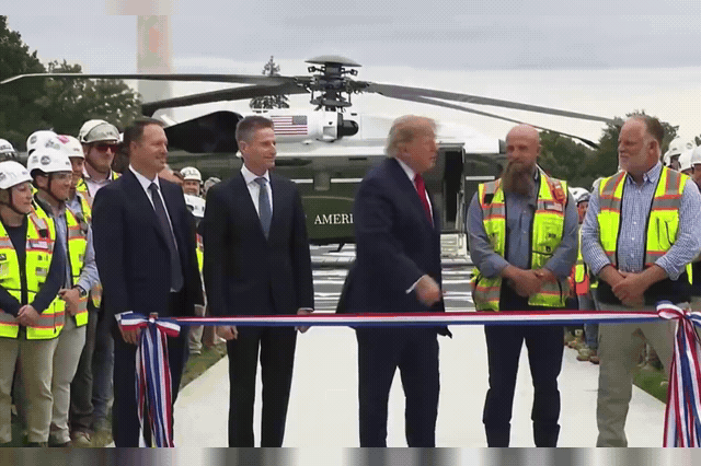 The White House helipad, whose ribbon-cutting ceremony was broadcast without sound after ABC, CBS, Fox News and NBC suspended pool coverage in solidarity with the banned outlets.
