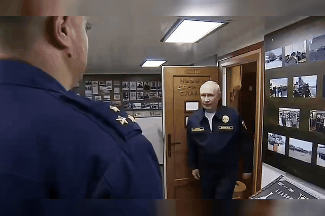 Vladimir Putin boarded the missile cruiser Varyag off Sakhalin island, threatening to detain British and European commercial vessels in retaliation for Western seizures of Russian shadow-fleet tankers.