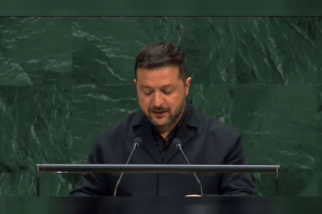 Volodymyr Zelenskyy addresses the UN General Assembly, where he urged world leaders to impose tighter sanctions to cut off Russia's revenues, warning the risk of Russian attacks spreading to other European countries is…