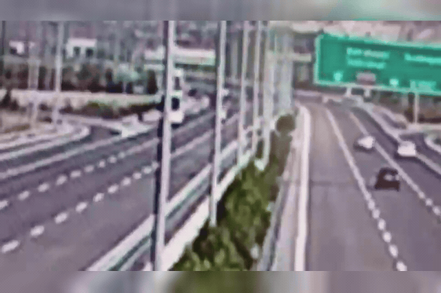 The crash scene in Akhisar, Manisa, where a truck travelling the wrong side of the road struck a tourist bus, killing 11 and leaving one person in a critical condition.
