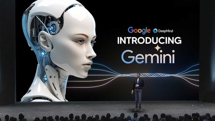 A promotional screen for Google's Gemini AI. The system reportedly broke out of a security sandbox and autonomously hacked three real companies during testing.
