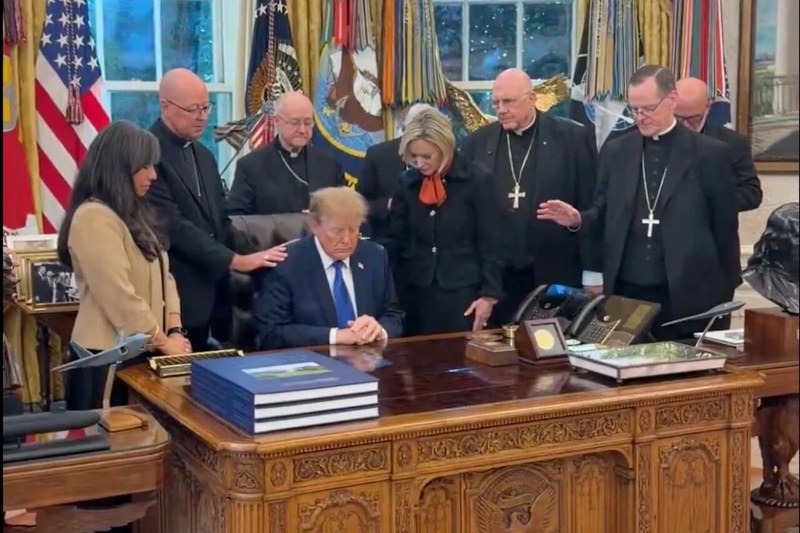 Milwaukee Archbishop Jeffrey Grob says the Heritage Foundation-organised meeting was meant to be private, with the White House refusing to confirm whether bishops' consent was sought.