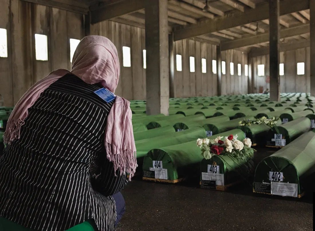 Bodies of victims recovered after the massacre, which Mladić's forces tried to conceal by moving remains to remote mountains after the initial mass graves were discovered.