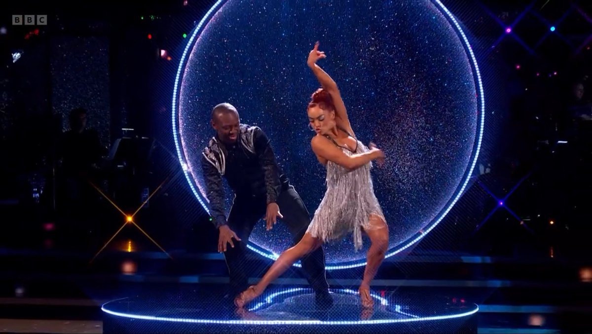 Shaun Wright-Phillips and partner Alexis Warr, whose jive scored just 17 points against Jaime Winstone's winning foxtrot of 25 in the dance-off.