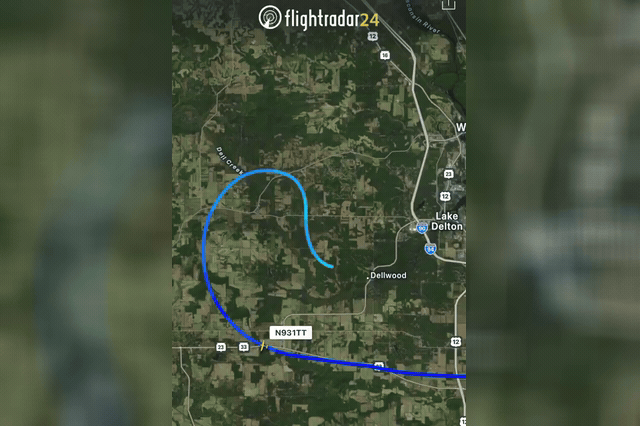 A breaking-news post on X reports the Wisconsin plane crash that killed all six aboard, including a child, after their Piper PA-46 went down near Mirror Lake State Park in Sauk County late Tuesday.
