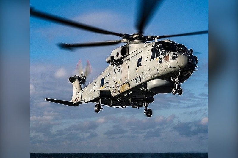 A Merlin Mk4 helicopter — the type investigators found lost all power after a rubber diaphragm failure triggered cockpit warnings the crew fatally misinterpreted, prompting the shutdown of two serviceable engines.