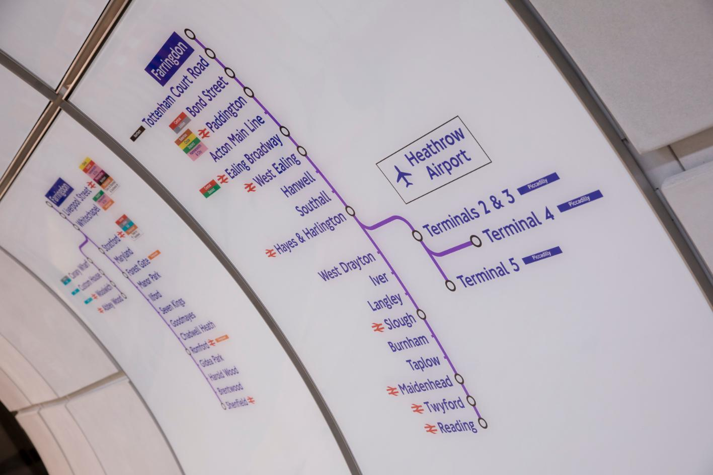 The Elizabeth line's Heathrow route, where all services between London Paddington and Heathrow Terminals were blocked, with tickets accepted on the Bakerloo line and London Buses during the disruption.