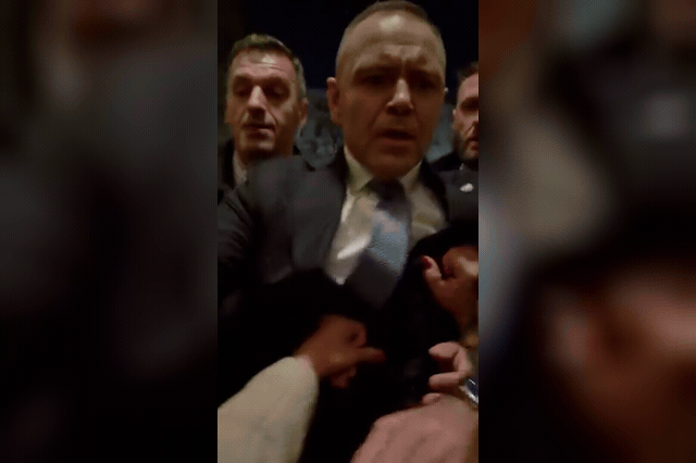 President Karol Nawrocki enters the Constitutional Tribunal building in Warsaw late on Friday night after a stand-off with police. The suspended court president, Bogdan Święczkowski, and his deputy, Bartłomiej Sochański, face being stripped of immunity so criminal charges can be brought.