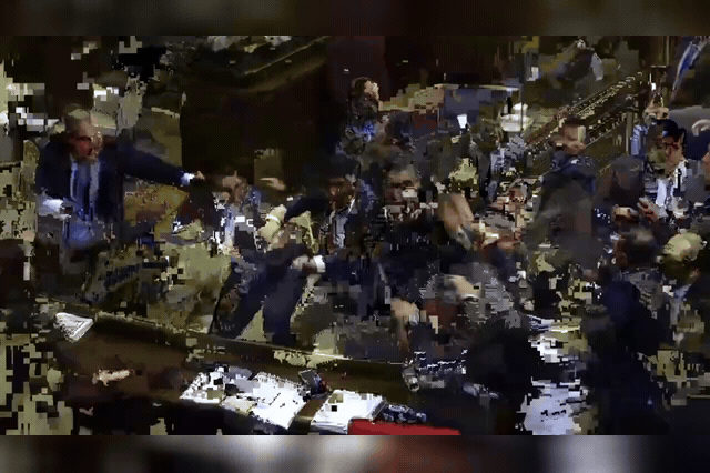 Armenian deputies brawl on the floor of the National Assembly chamber as Speaker Ruben Rubinyan refused to cut the live broadcast, declaring he wanted all Armenians to see the scenes unfold.