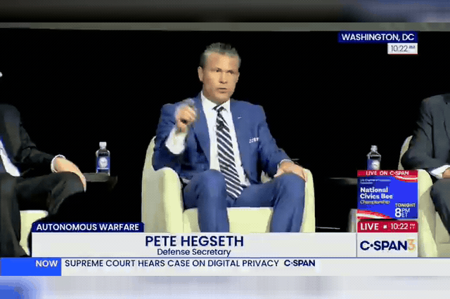 Anti-war protesters are physically removed from a Washington DC conference after repeatedly branding Pete Hegseth a 'war criminal' and 'f***ing Nazi,' with one demonstrator carried out after refusing to leave.