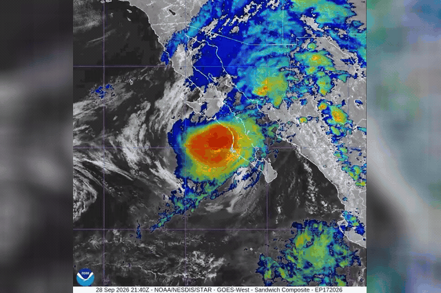 A warning notice posted on social media as Hurricane Polo, a category-three storm, struck Baja California's coast bringing life-threatening winds and flash flooding to coastal streets.