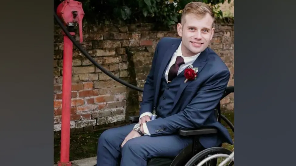 Liam Coffill, who has no sensation below his belly button and will rely on a wheelchair for the rest of his life, after driver Samuel Powell struck him on the A41 in Watford.