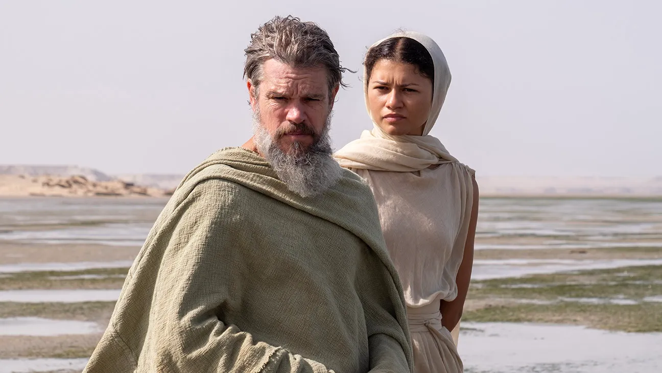 Matt Damon as Odysseus and Zendaya as Athena in 'The Odyssey.' The ancient parchment, measuring just 2.6 by 3 inches, is thought to have come from a pocket-sized complete Odyssey carried by a Homer fan around 300 AD.