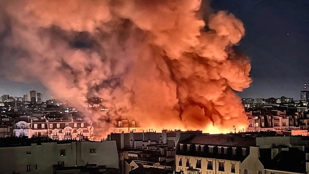 The gutted remains of the Marché des Enfants Rouges, Paris's oldest covered market, which was founded in 1615 and this year ranked fifth in the world for street food.