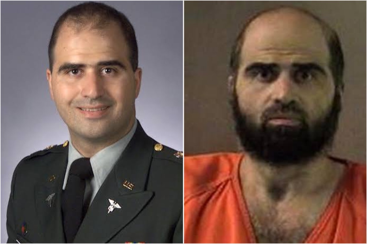 Nidal Hasan (left) killed 13 people at Fort Hood in 2009 while serving as an Army psychiatrist, and is now wheelchair-bound after being shot during his arrest.