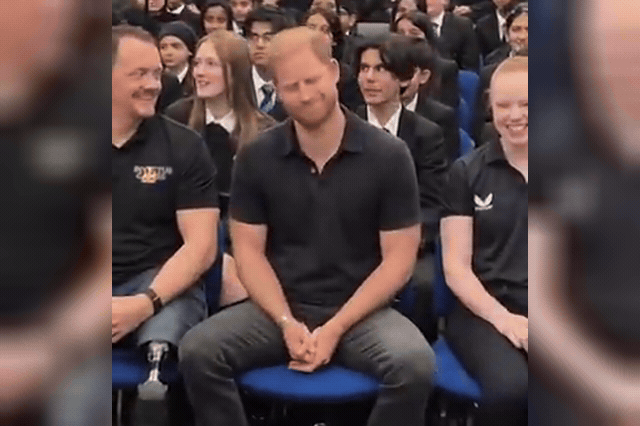 Prince Harry with pupils at a Birmingham school. The Duke raised £1.7 million for the Invictus Games Foundation at a gala dinner in Greenwich, his first public appearance since the family's return to Britain last month.