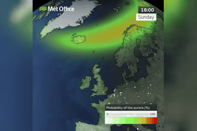 The Met Office's aurora forecast on X, warning of possible northern lights displays on Sunday and Monday nights, as geomagnetic activity hit 600 nanoteslas on Saturday — three times the threshold needed for sightings…