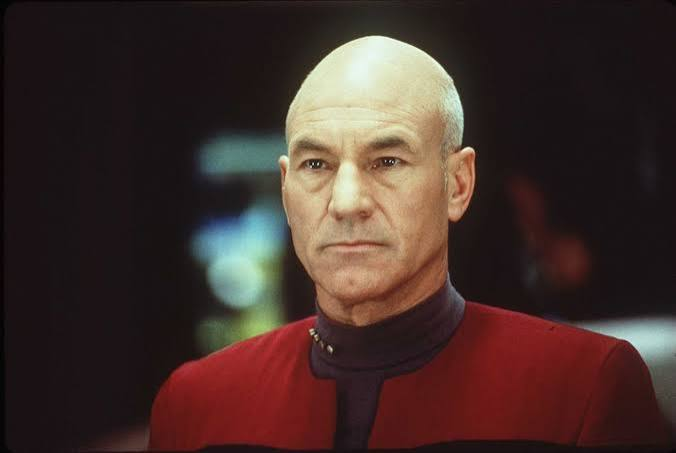 Patrick Stewart as Captain Picard, the role he won after Gene Roddenberry — who had initially refused to consider him — was ultimately forced to cast him.