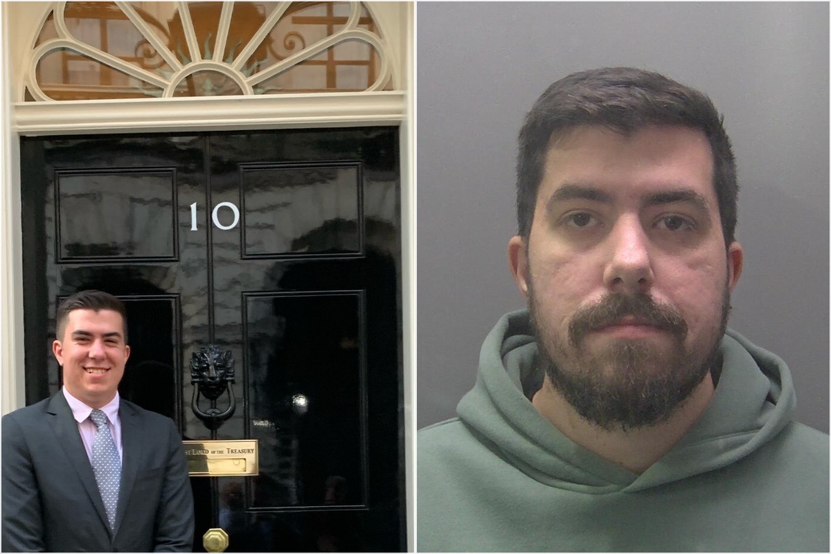 Rylan Ray (left) and, in a police custody photograph, the 26-year-old, whose fake "Chelsie" account was exposed when a boy rang it and Ray answered.