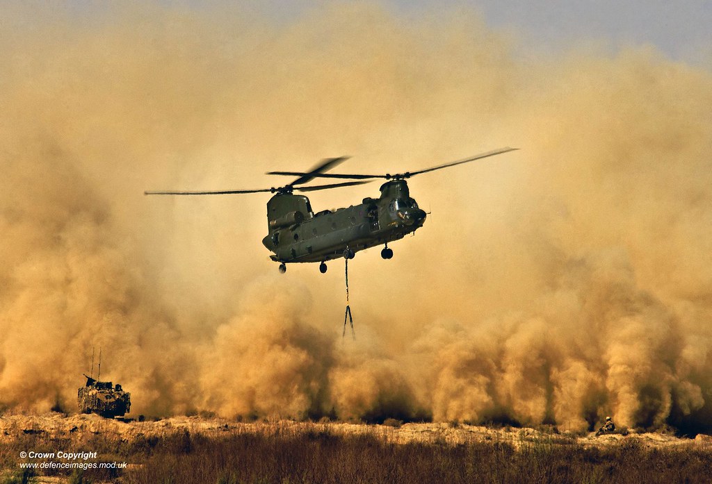 A military helicopter like those used in EU peacekeeping operations creates a dust cloud during a resupply mission in May, as Italy confirmed investigators are working to establish the cause of Thursday's crash in…