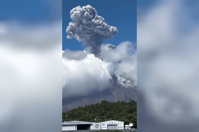 Mayon Volcano erupting in Albay, Philippines, as posted on X by Weather Monitor, with residents within the 6km Permanent Danger Zone ordered to evacuate.