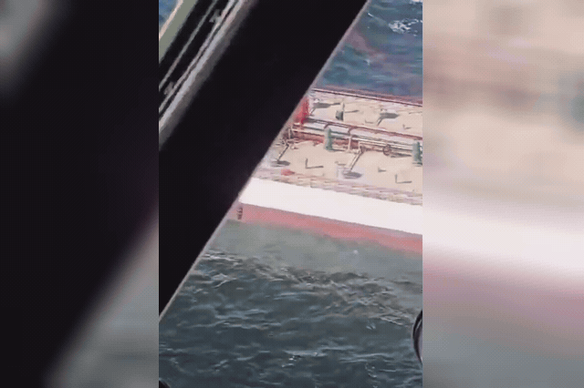 Damage to the Wine Trader's upper structure, after the San Marino-flagged tanker caught fire off Romania, leaving eight of its 12 crew members missing.
