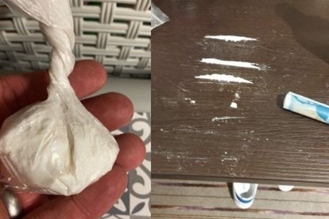 Cocaine, a wrapped block, digital scales and drug paraphernalia seized during a police operation — similar to the haul recovered from a Glasgow flat where a 29-year-old man and 21-year-old woman were arrested and…