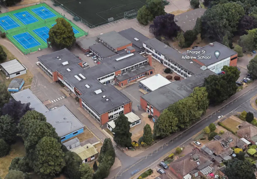 Thorpe St Andrew School near Norwich, where a 16-year-old boy allegedly stabbed a classmate in March before texting his mother "I'm sorry" and walking towards police.
