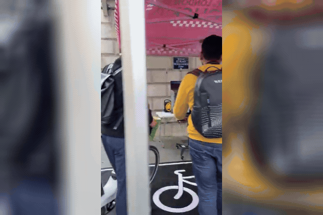 A roadside 'sin bin' set up by City of London Police, where cyclists caught jumping red lights can watch a 47-second safety film featuring visually impaired women's experiences instead of paying a £50 fine.