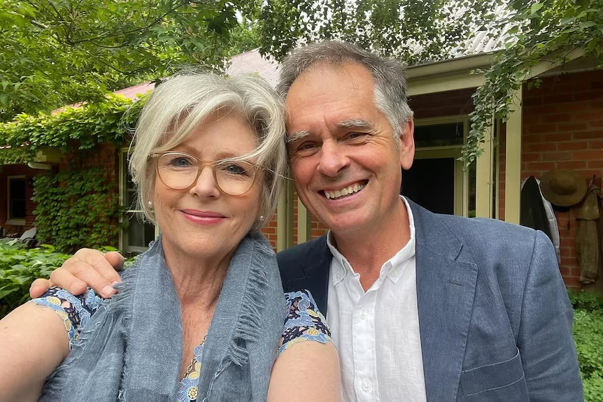Helen Haines and her husband Phil Haines, who said "the good news in all this is that she's alive" after surgeons were unable to save either of the Australian MP's legs following an alleged car ramming.