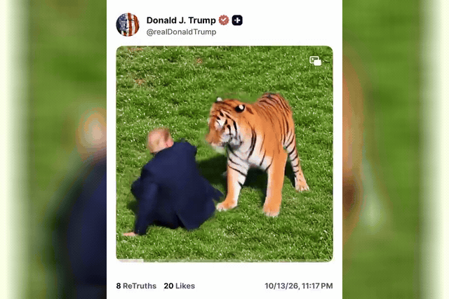 An AI-generated video of Donald Trump wrestling a tiger, which he posted after sharing real footage of the fatal mauling, drew condemnation from Piers Morgan, who wrote: "Delete it.