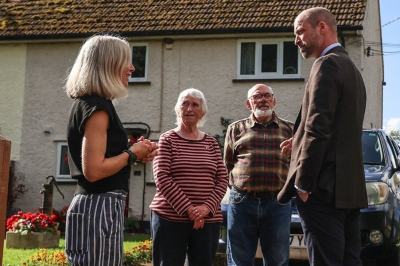 Prince William meets residents of Skenfrith, a village that has been inundated by floodwater four times in six years, most recently when Storm Claudia broke the River Monnow's banks last winter.