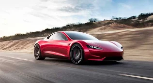 A Tesla Roadster prototype, which the company first showed in 2017 after promising deliveries by 2020 — a launch that never came.